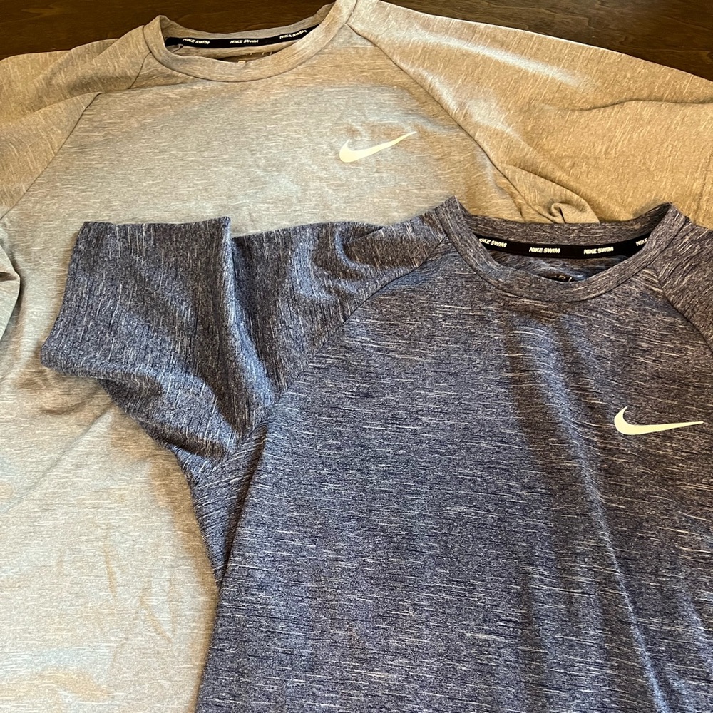 Nike Swim Dri-Fit T-Shirt Lot - Blue and Grey Size Medium